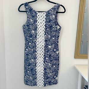 Lilly Pulitzer for Target Navy Blue & White Upstream Koi Sleeveless Shift Dress